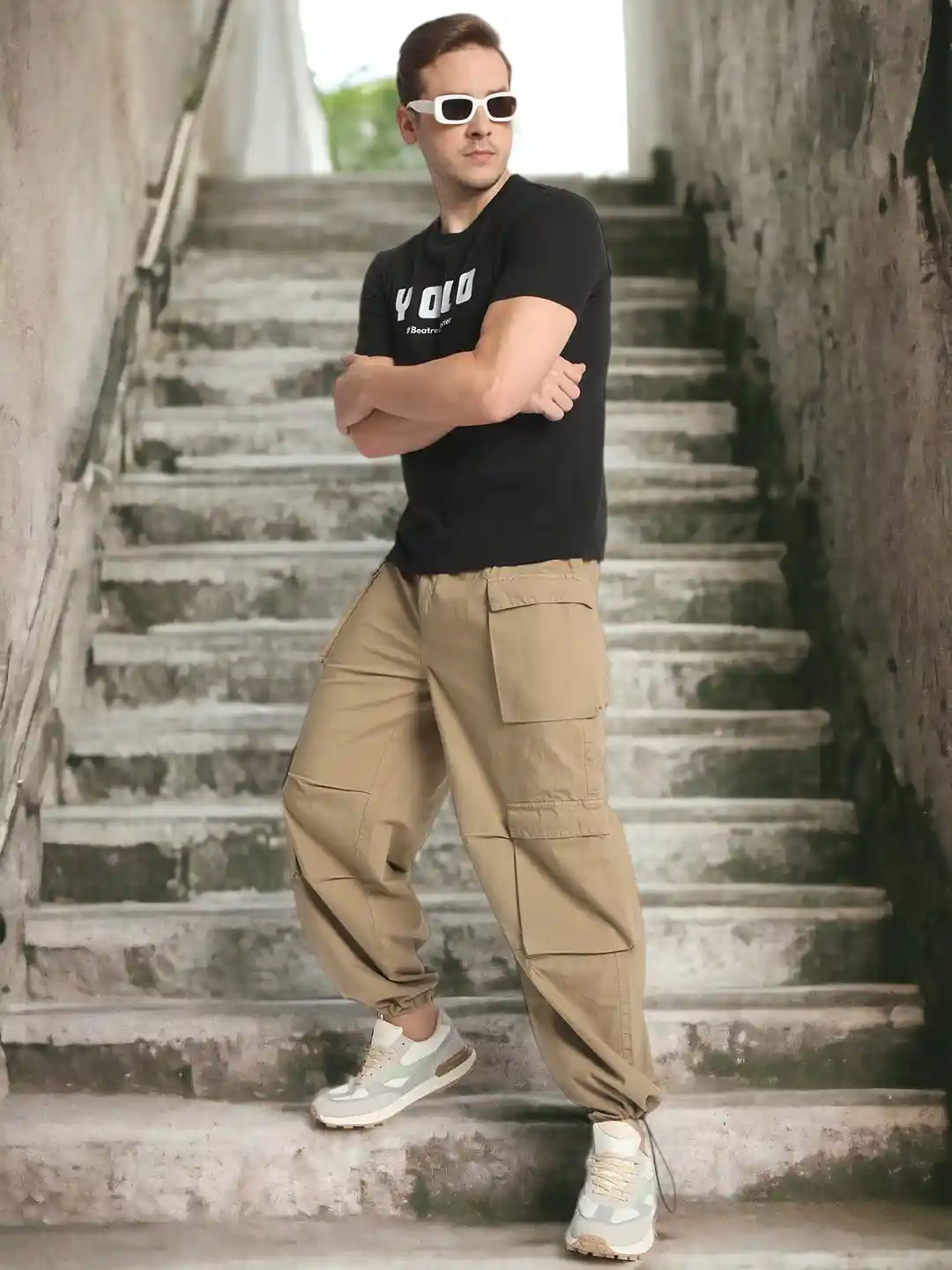 Buy Bene Kleed Men Pure Cotton Parachute fit Parachute Trousers