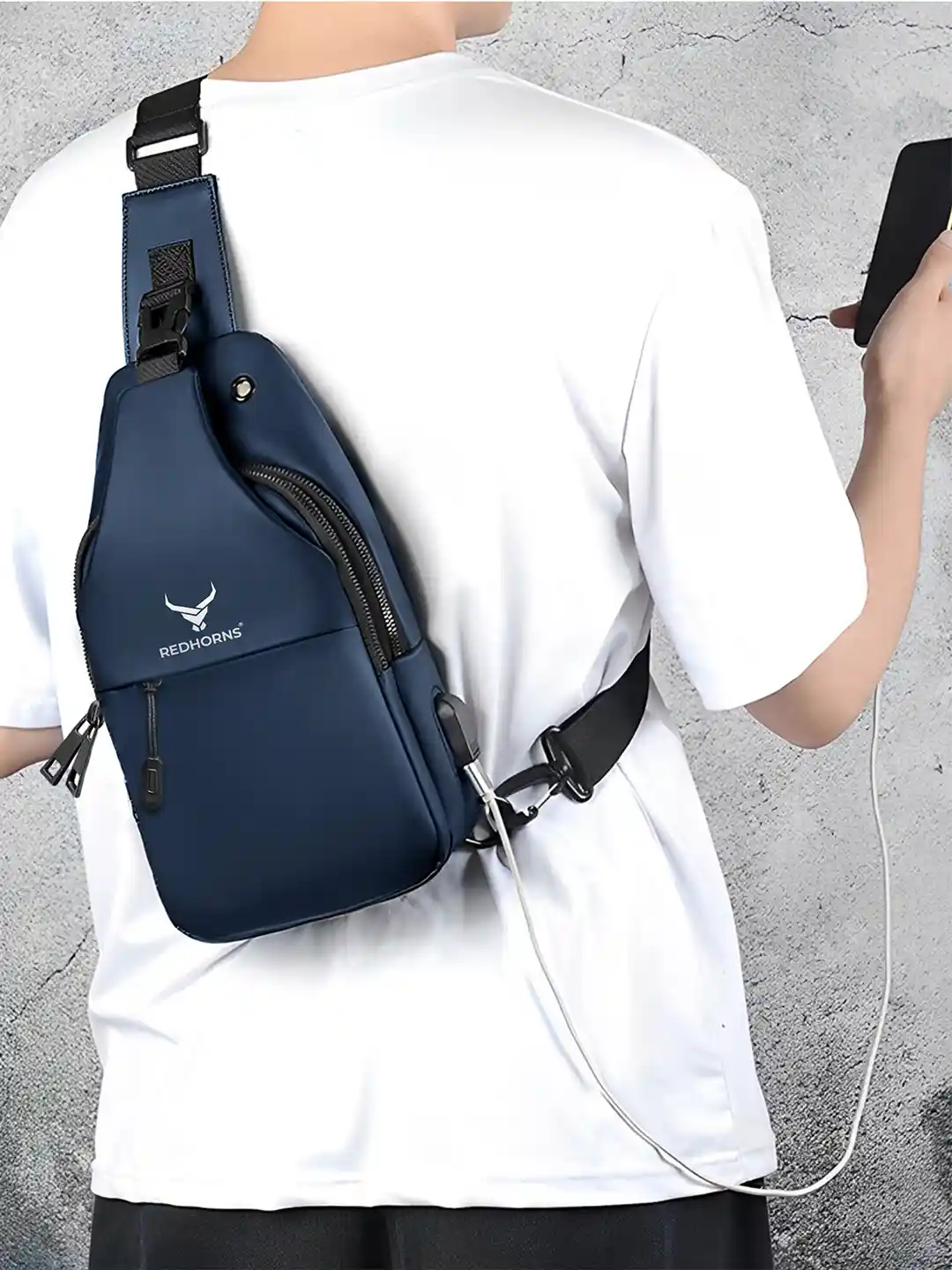 Buy REDHORNS Unisex Crossbody Backpack With USB Charging Port