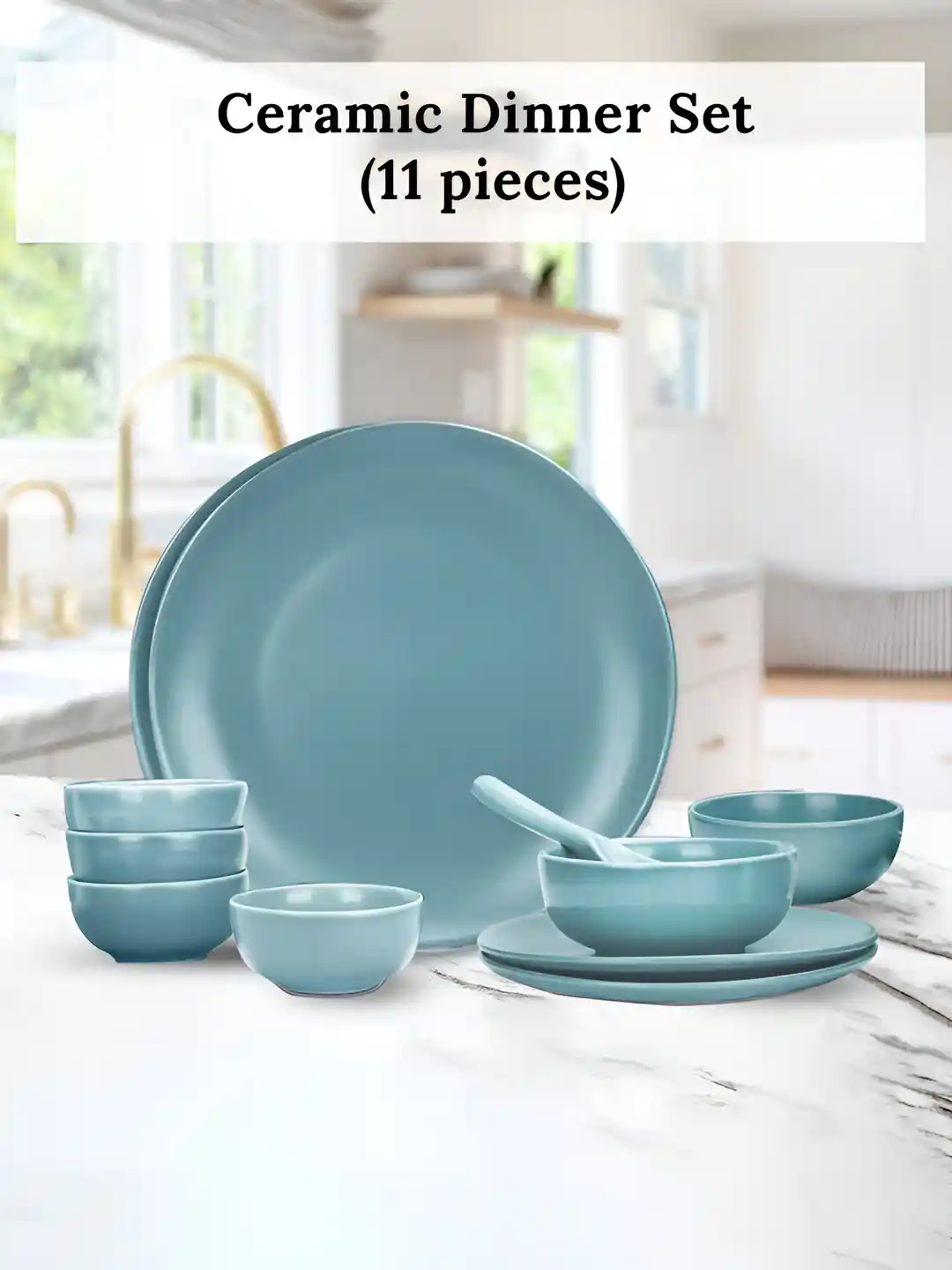 Teal Stoneware Dishware Stone Lain Lizzy 12-Piece Round Dinnerware