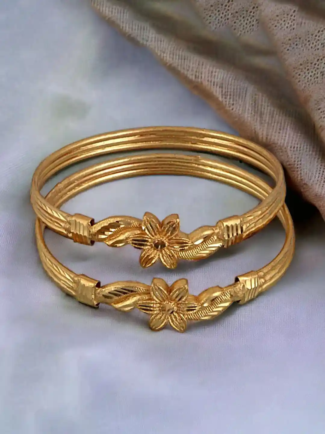 Buy LUCKY JEWELLERY Set Of Gold Plated Bangles Bangle for