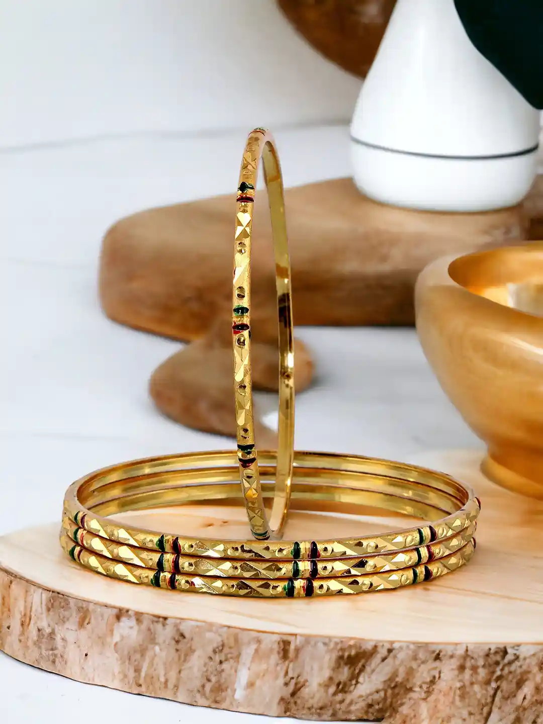 Buy LUCKY JEWELLERY Set Of Gold Plated Traditional Meenakari