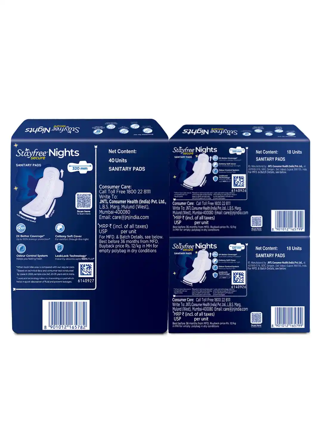 Stayfree Secure Night Sanitary Pads - Pack Of 18 Cottony Soft Overnight Protection