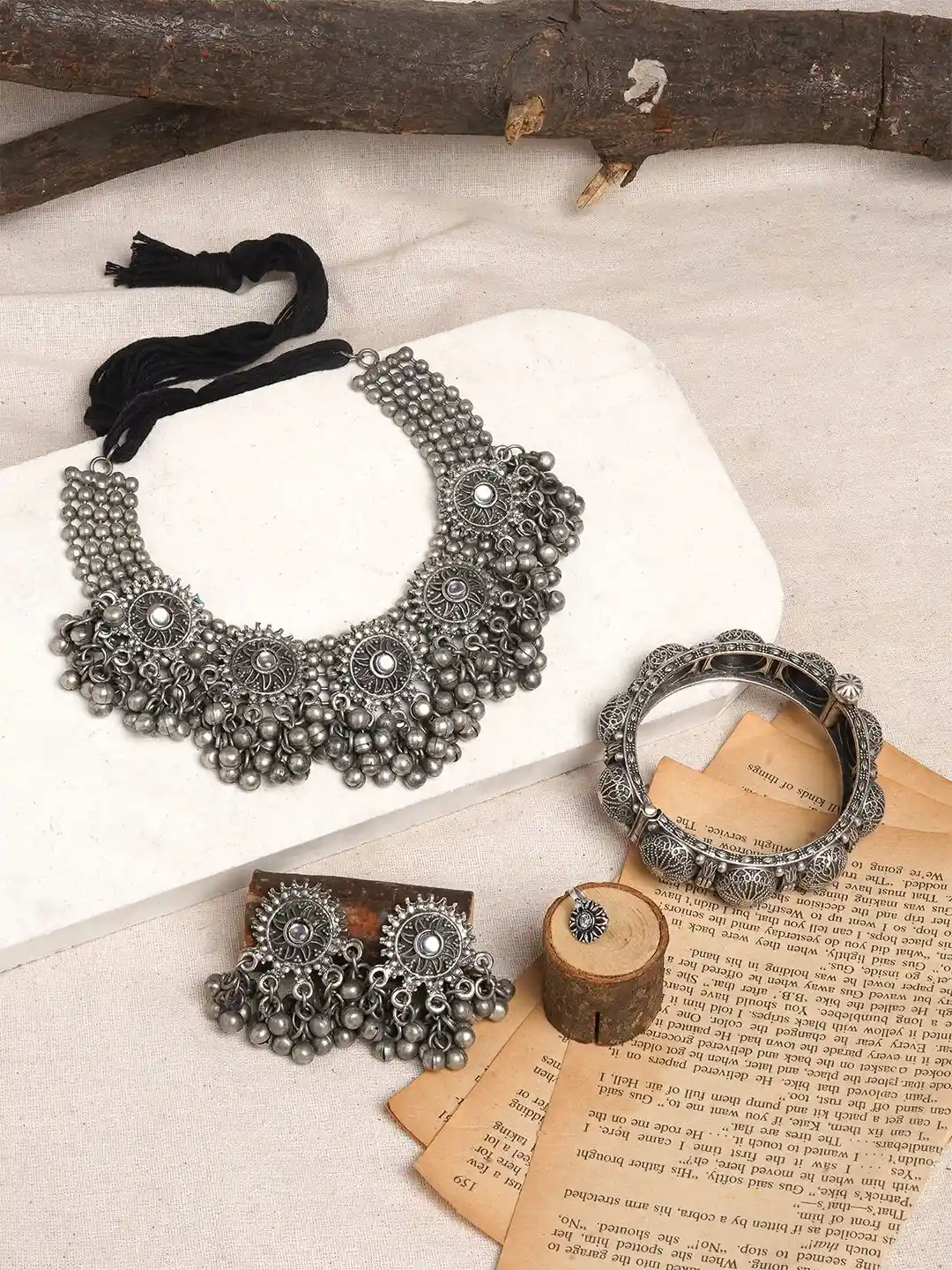 Oxidised Jewellery Set Silver Oxide Jewellery Buy TEEJH Eluru