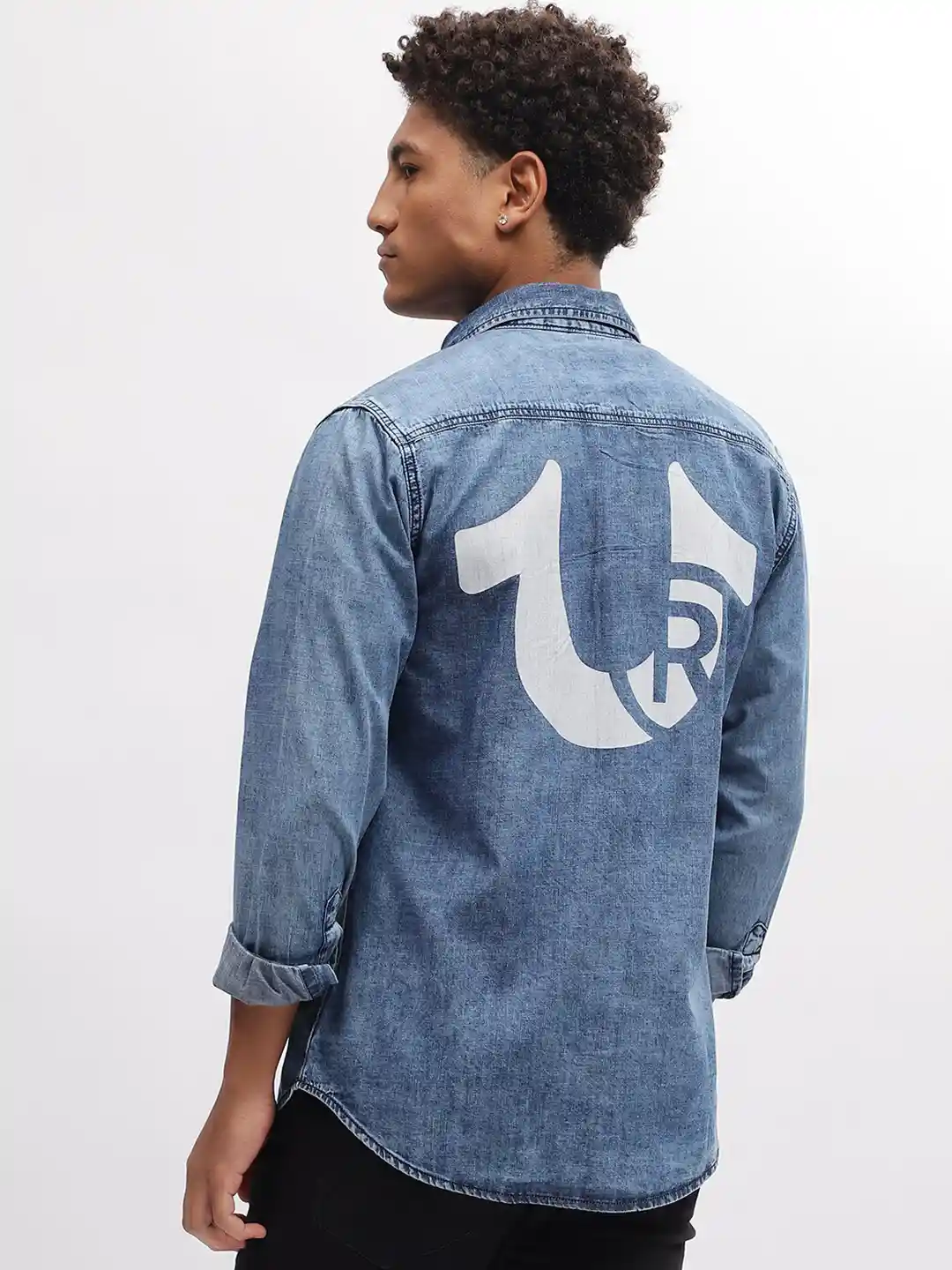 Buy True Religion Faded Spread Collar Denim Casual Pure Cotton