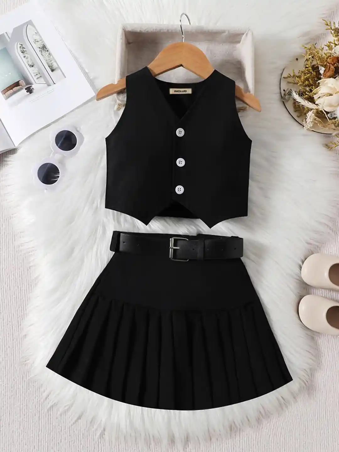 Pleated Overall Skirt Striped Tailored Fit Pleated Mini Skirt