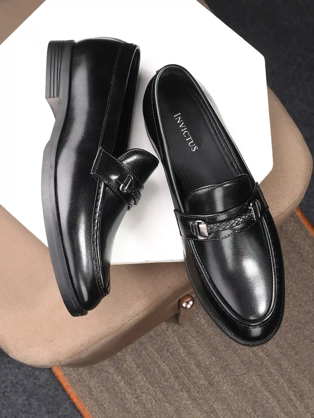 Buy INVICTUS Men Round Toe Faux Leather Formal Loafers Formal