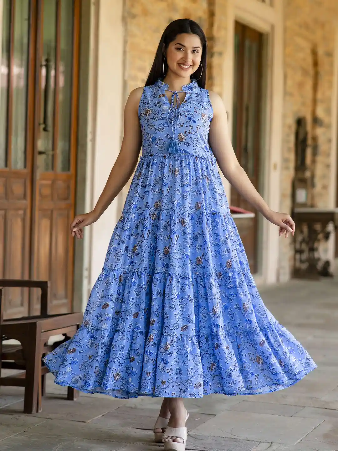 Buy Nayo Floral Printed Tiered Maxi Dress Dresses for Women