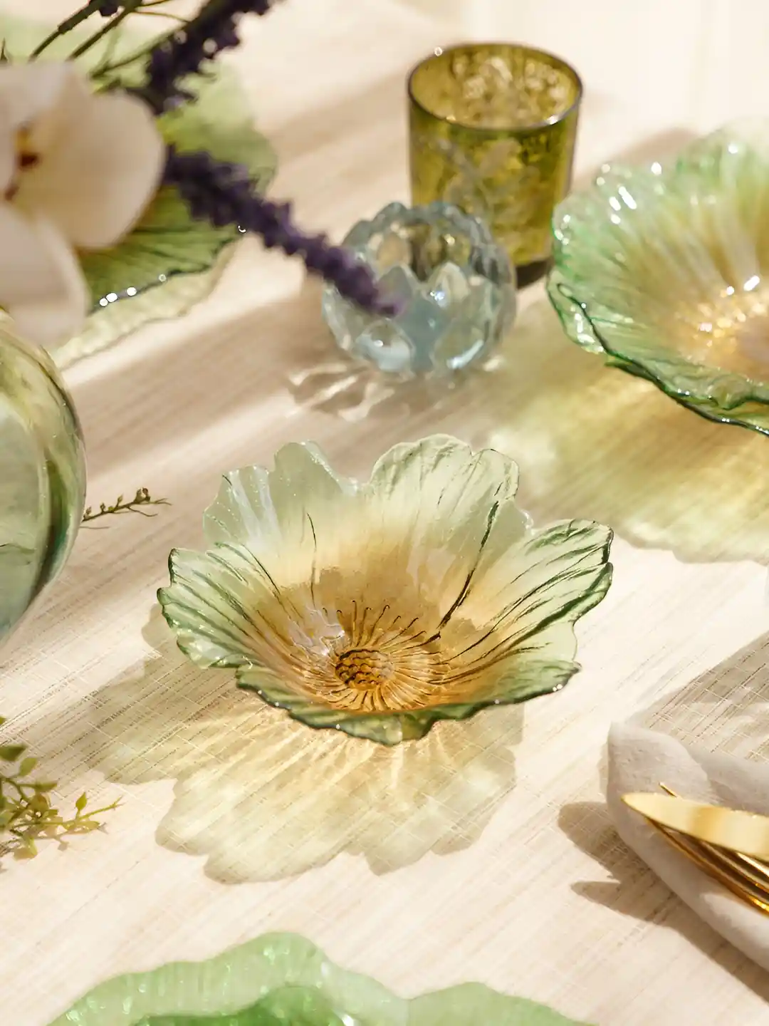 Buy Pure Home and Living Green Yellow Pieces Floral Shaped
