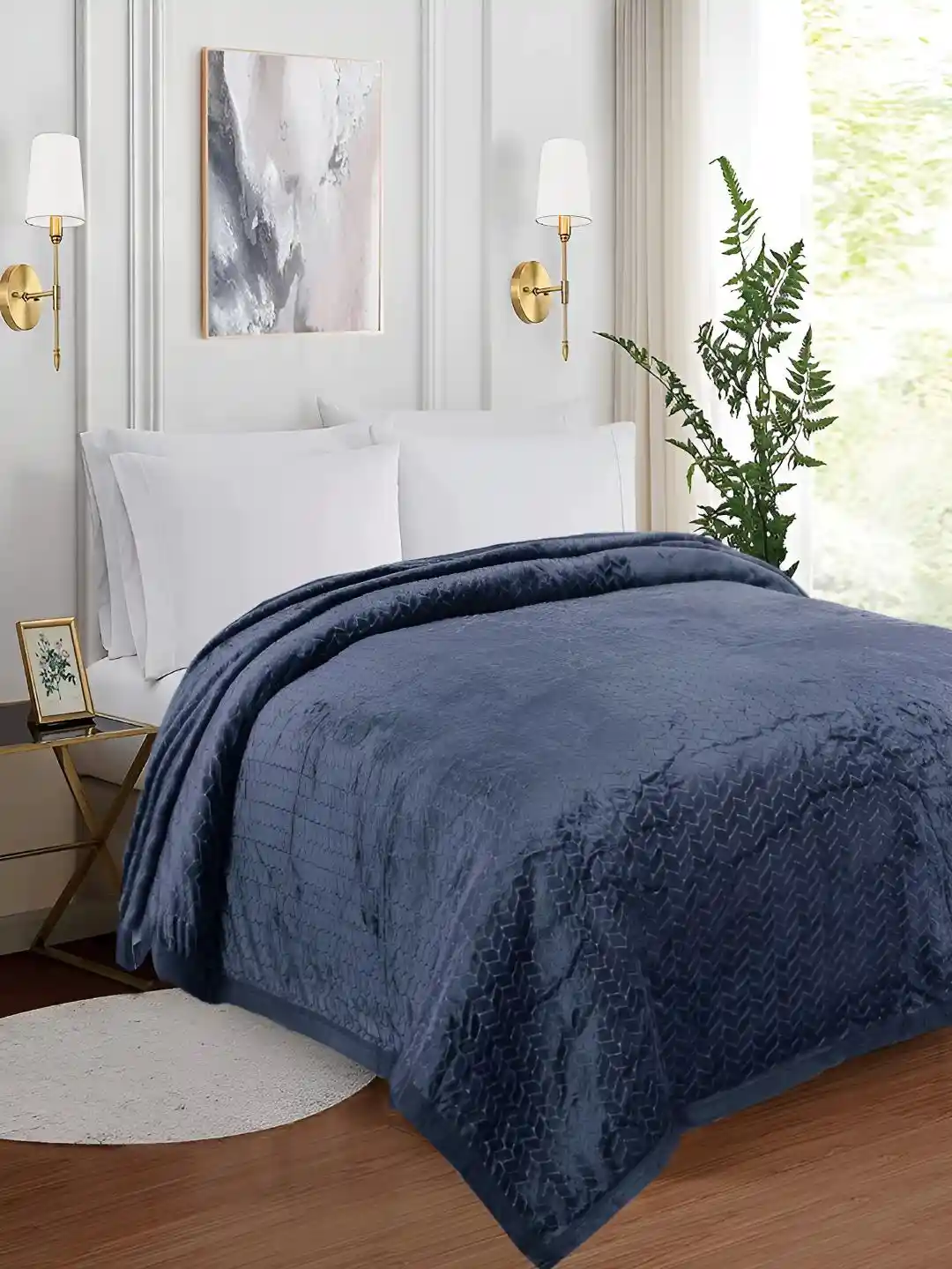 GAPU BALY Blue AC Room 300 GSM Double Bed Blanket