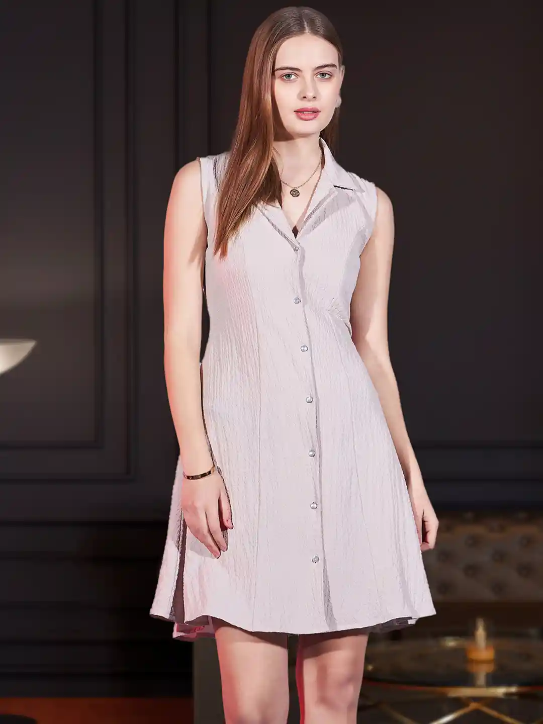 Sleeveless Shirt Dress With Collar Collar T Shirt Dress Hot Sale