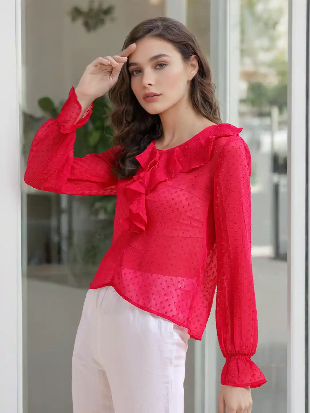 Bell Sleeves Ruffle Sleeve Blouse Online Freehand By The Indian