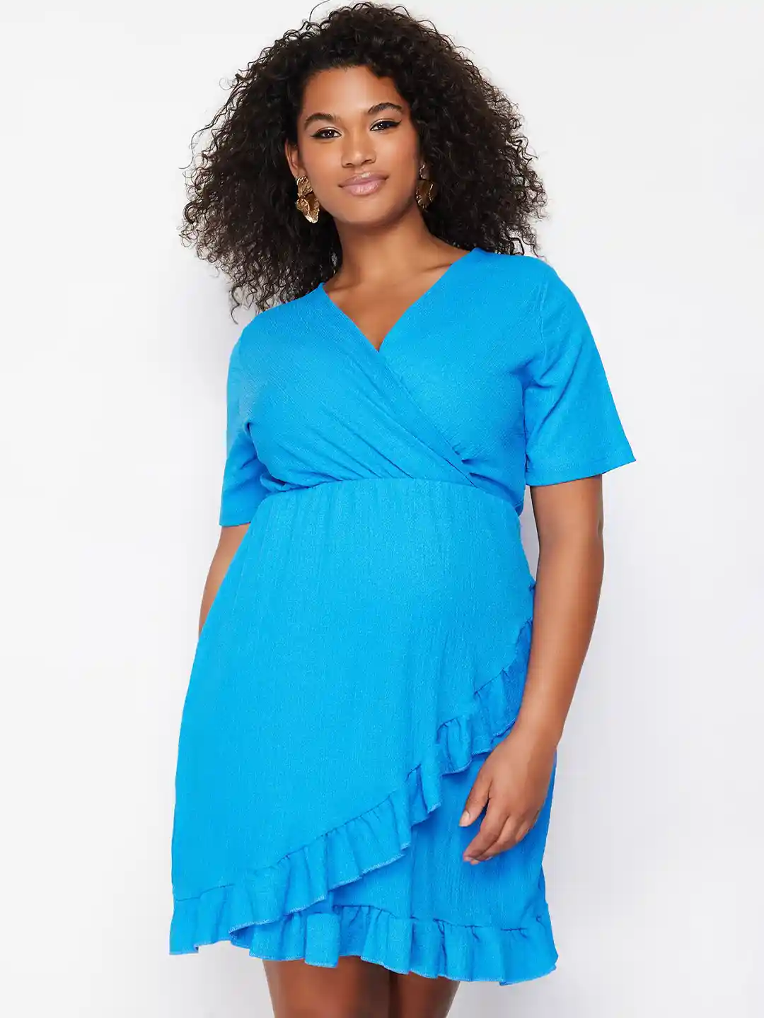 Trendyol Plus Size Wrap Knee Length Dress