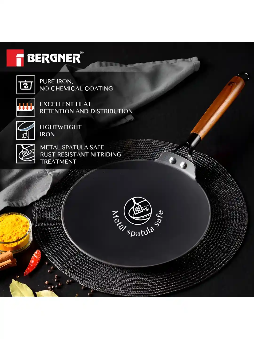 Buy Bergner Odin 26 cm Induction Bottom with Wooden Coated Handle