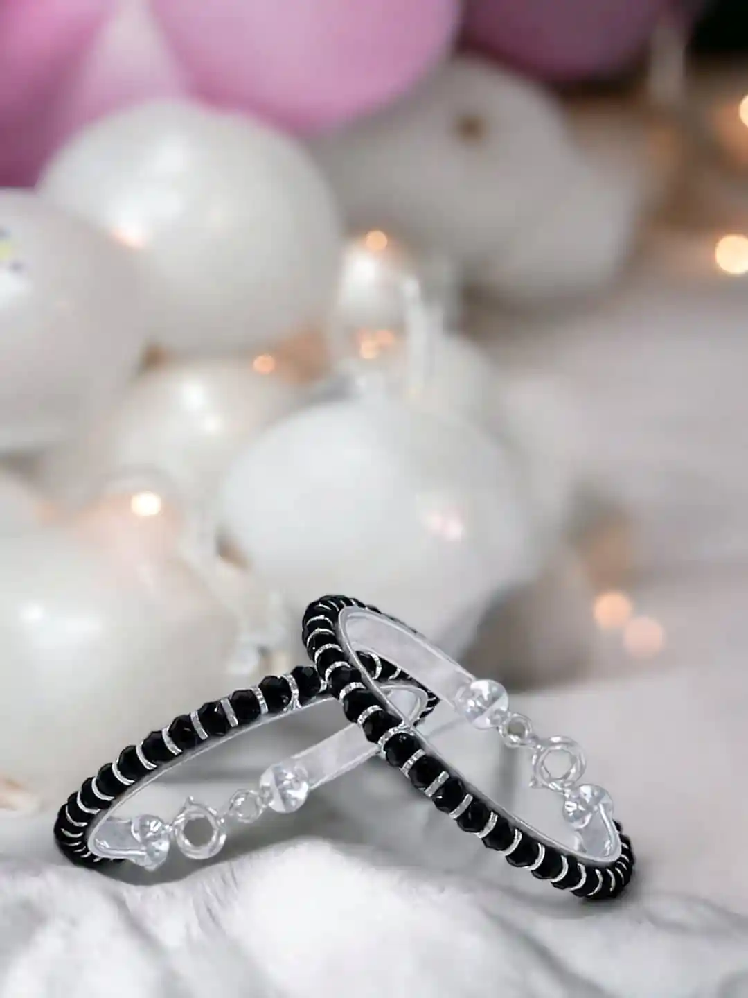 Buy Taraash Infants Set Of Beaded 925 Sterling Silver Bangles