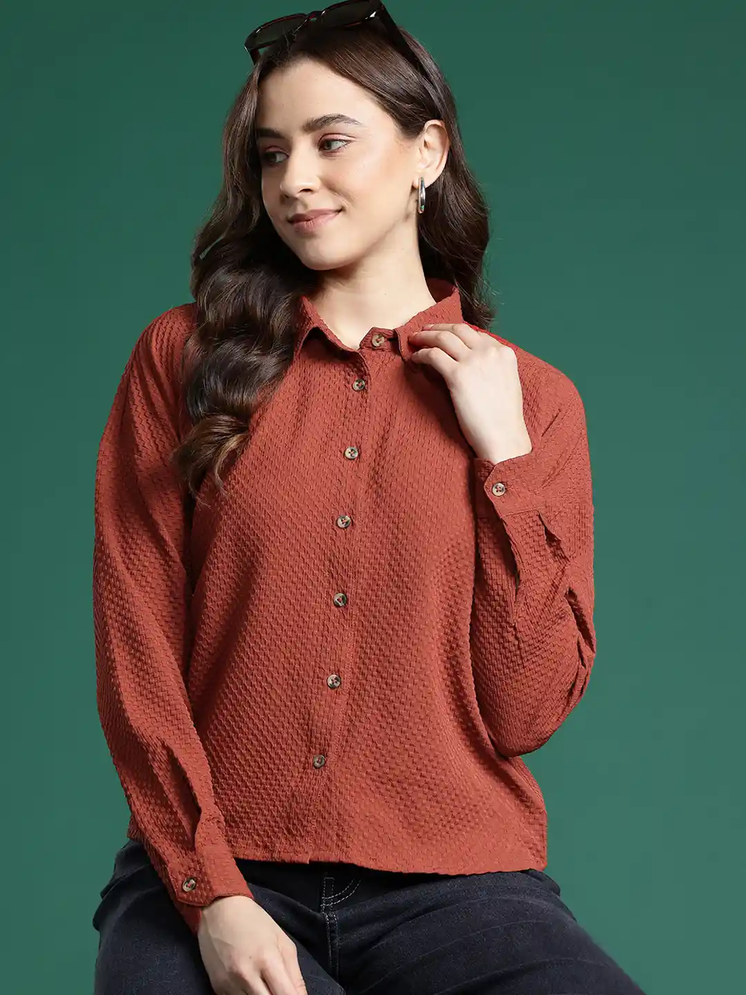 Buy DressBerry Textured Casual Shirt Shirts for Women 28575436