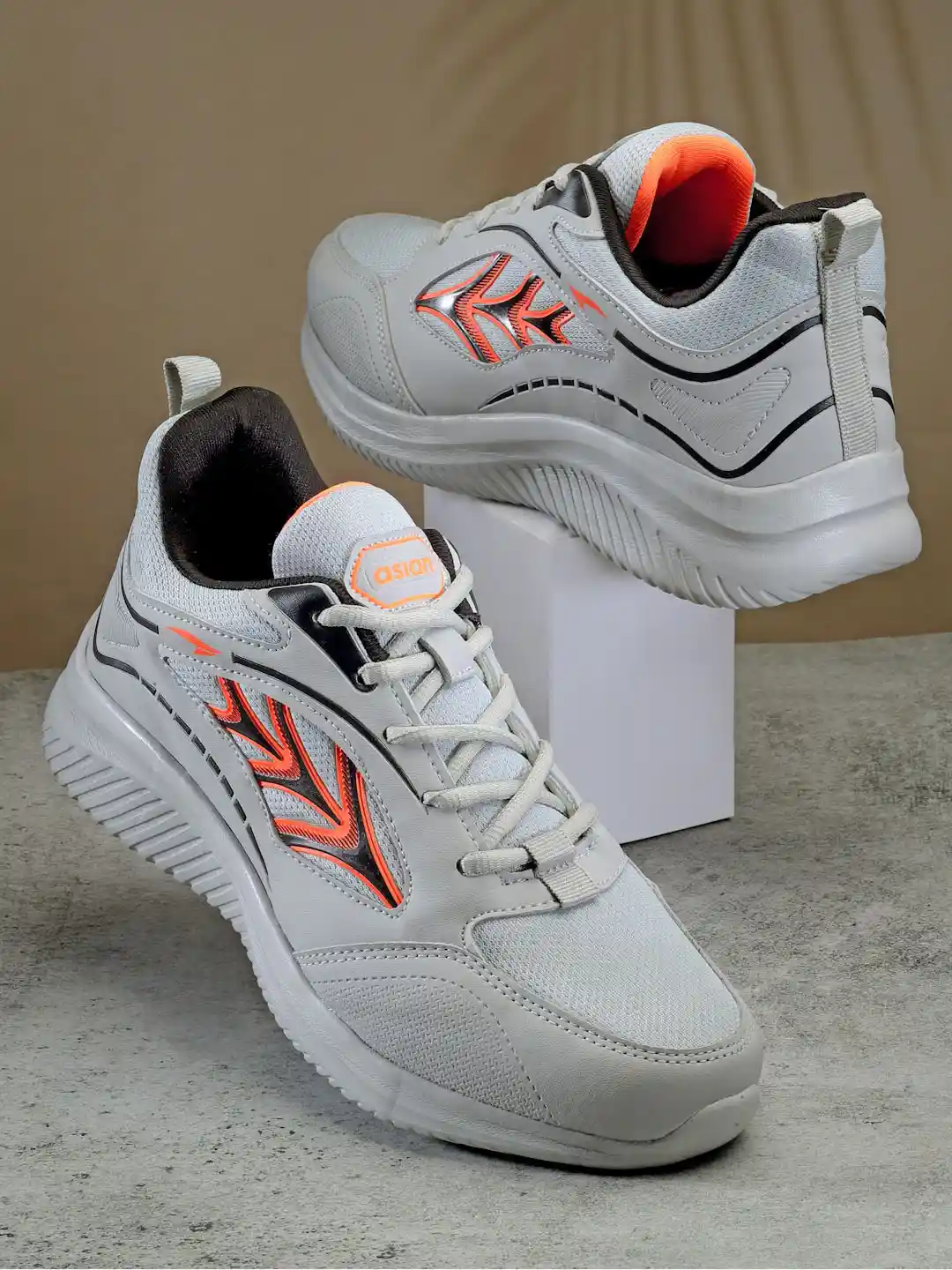 ASIAN Men Textured Lace Up Memory Foam Mesh Sneakers