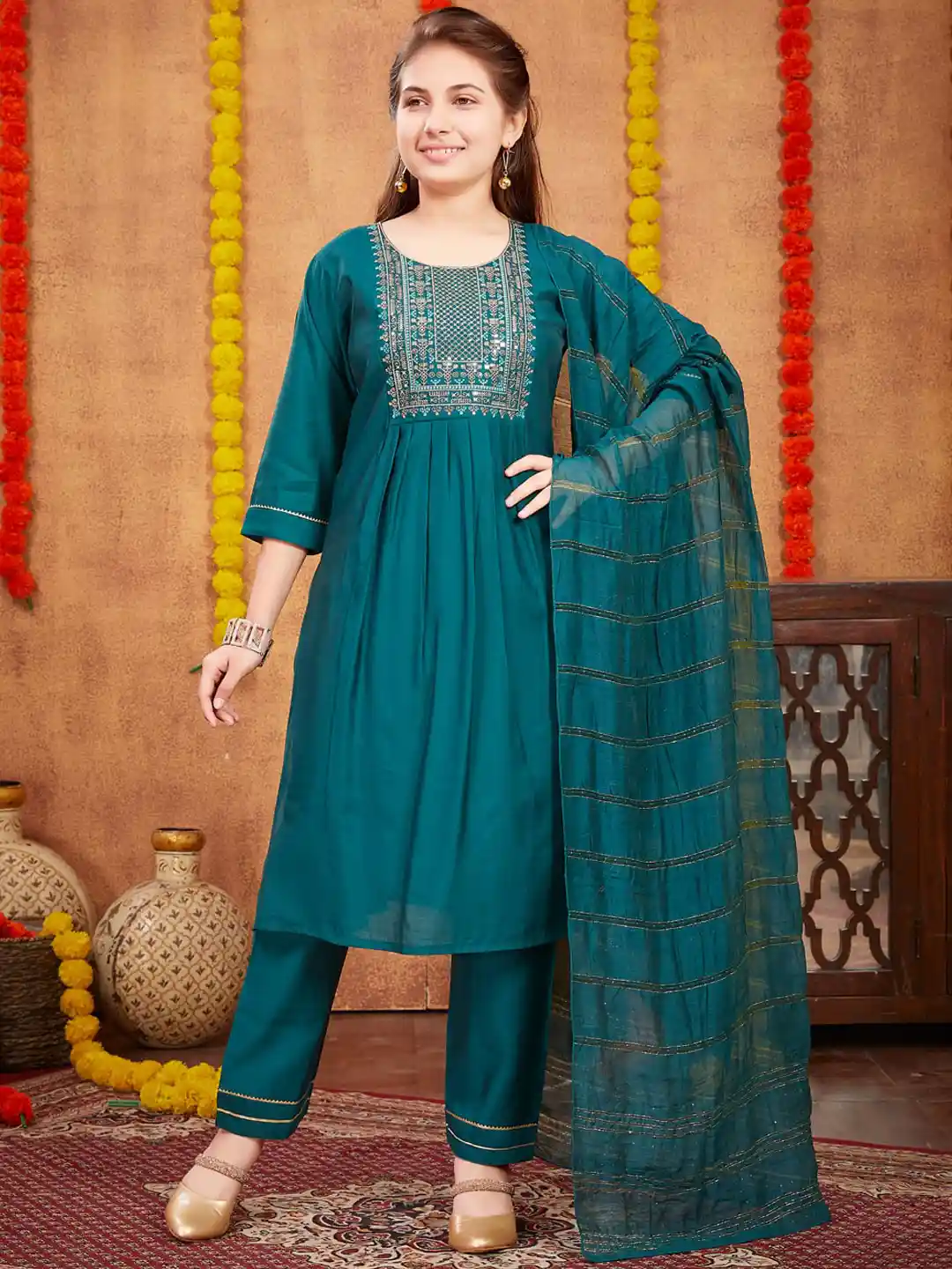 Pant New Girls Kurta Style Girls Pink Floral Printed Kurta With