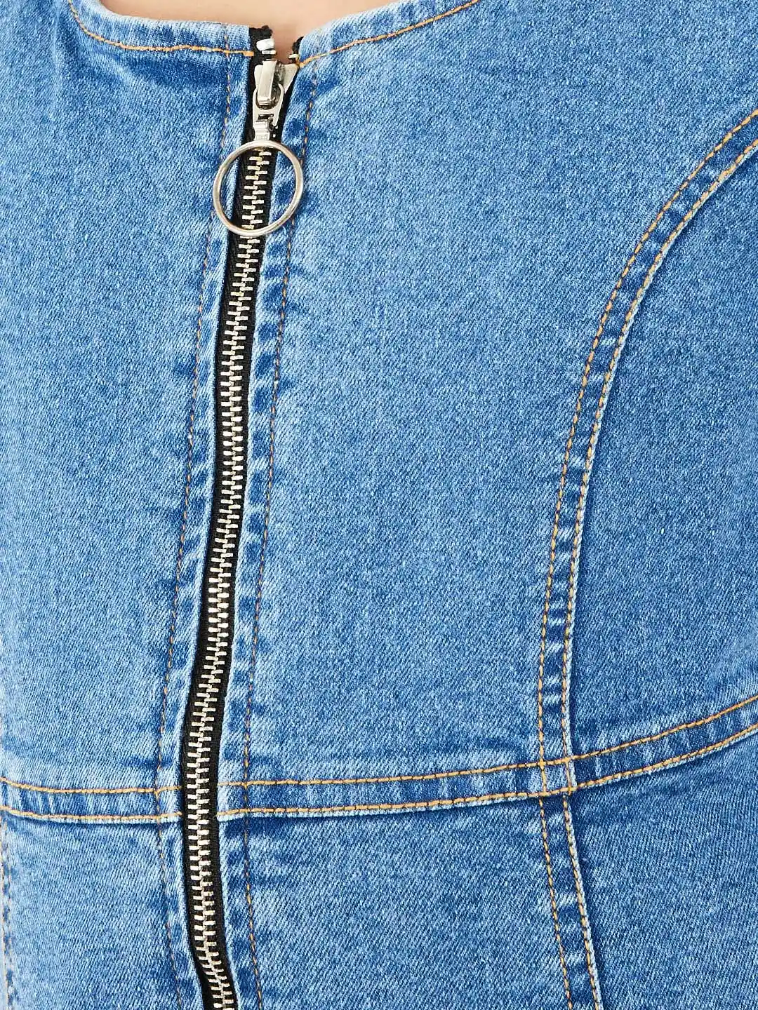 Boohoo Denim Mini Denim Zip Front Bodycon Dress Olele Girls Denim