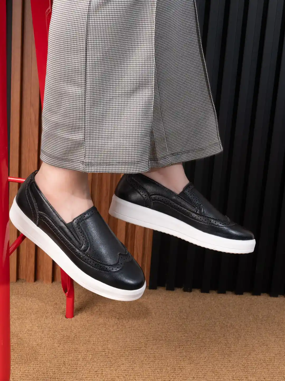 Buy DressBerry Black Women Round Toe Lightweight Slip-On Sneakers