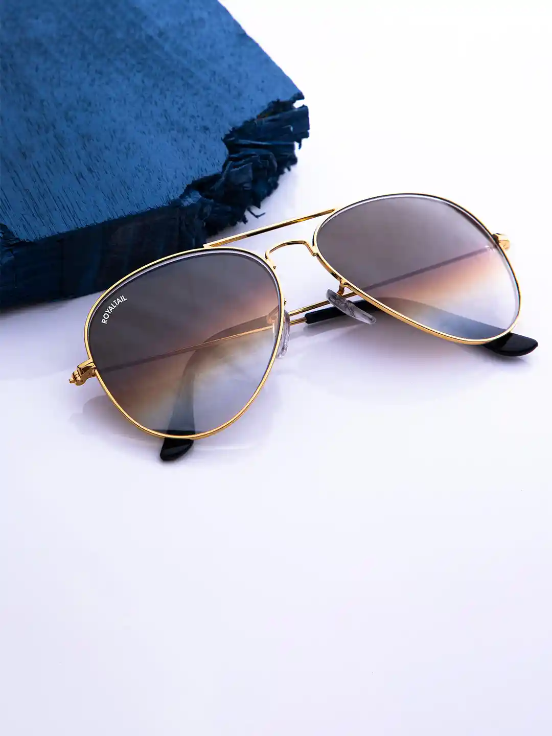 ROYALTAIL Aviator Gold Toned Frame Brown Gradient UV Protected Lens  Premium Sunglasses