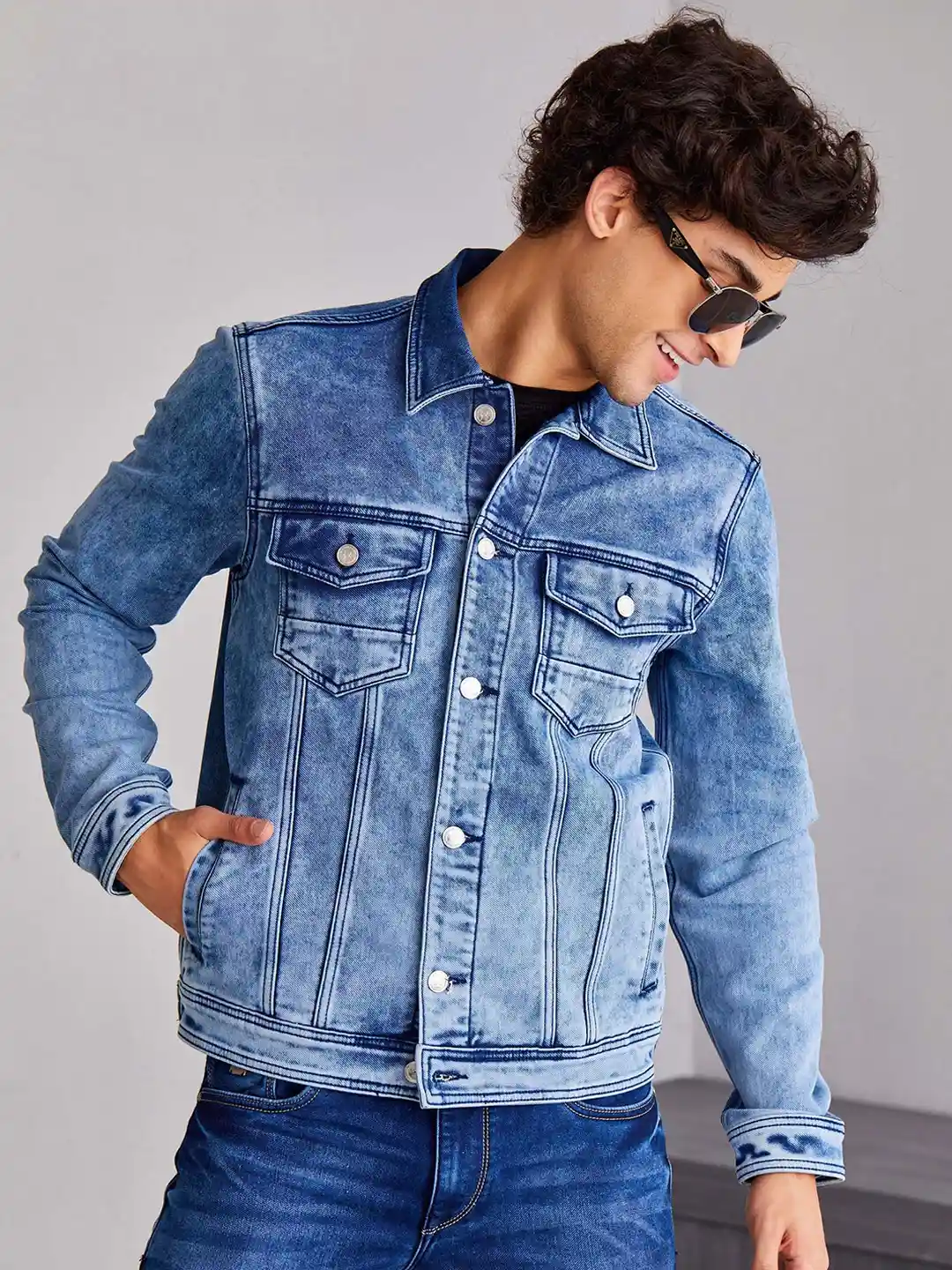 Buy DAGERRFLY Washed Long Sleeves Pure Cotton Denim Jacket