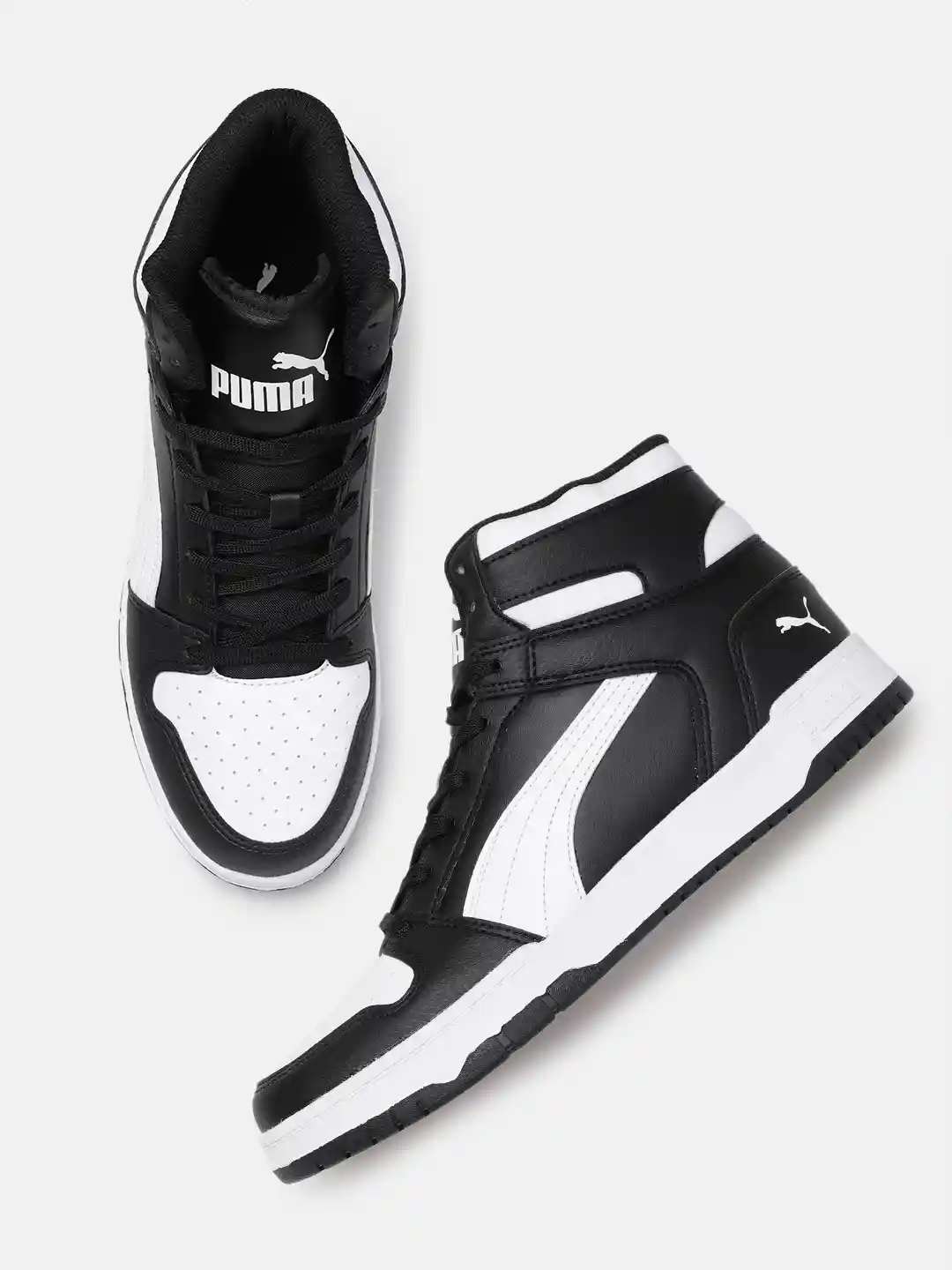 Puma Men Evoke Layup SL Colourblocked Mid-Top Sneakers