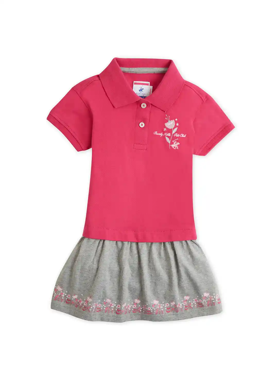 Beverly Hills Polo Club Girls Shirt Collar Drop-Waist Dress