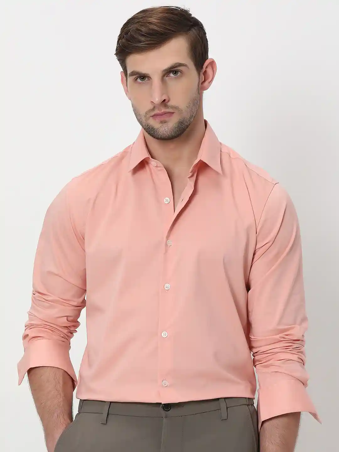 Buy Mufti Spread Collar Slim Fit Formal Shirt Shirts for Men