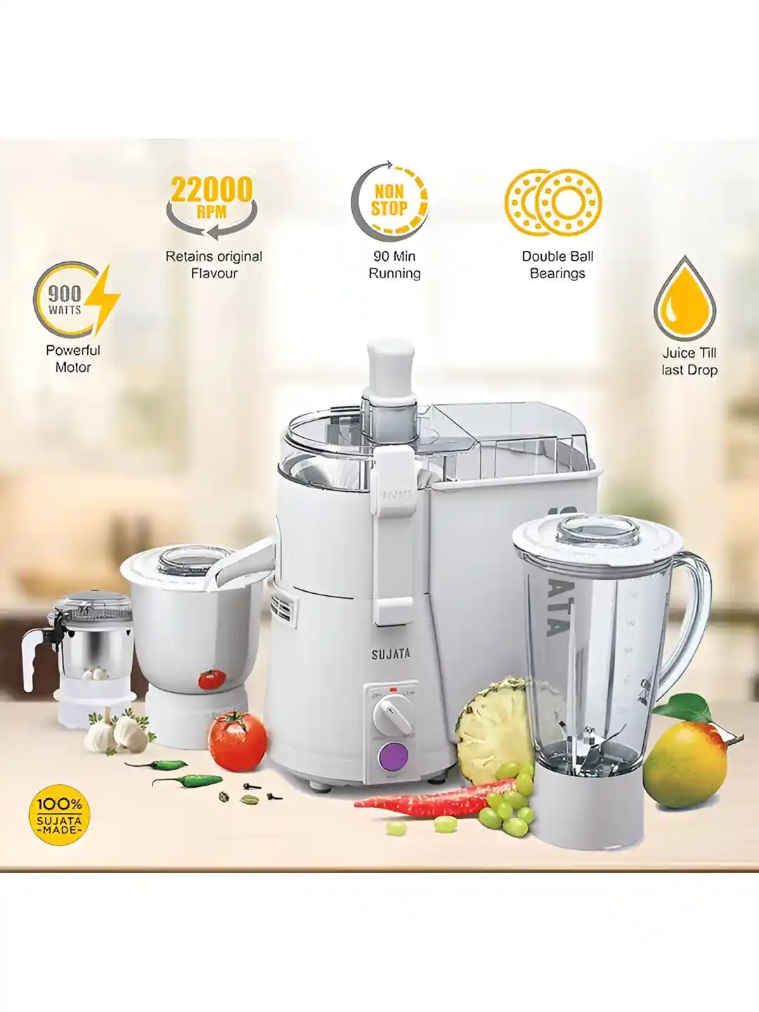 Buy SUJATA White Powermatic Plus 900 W Juicer Mixer Grinder With