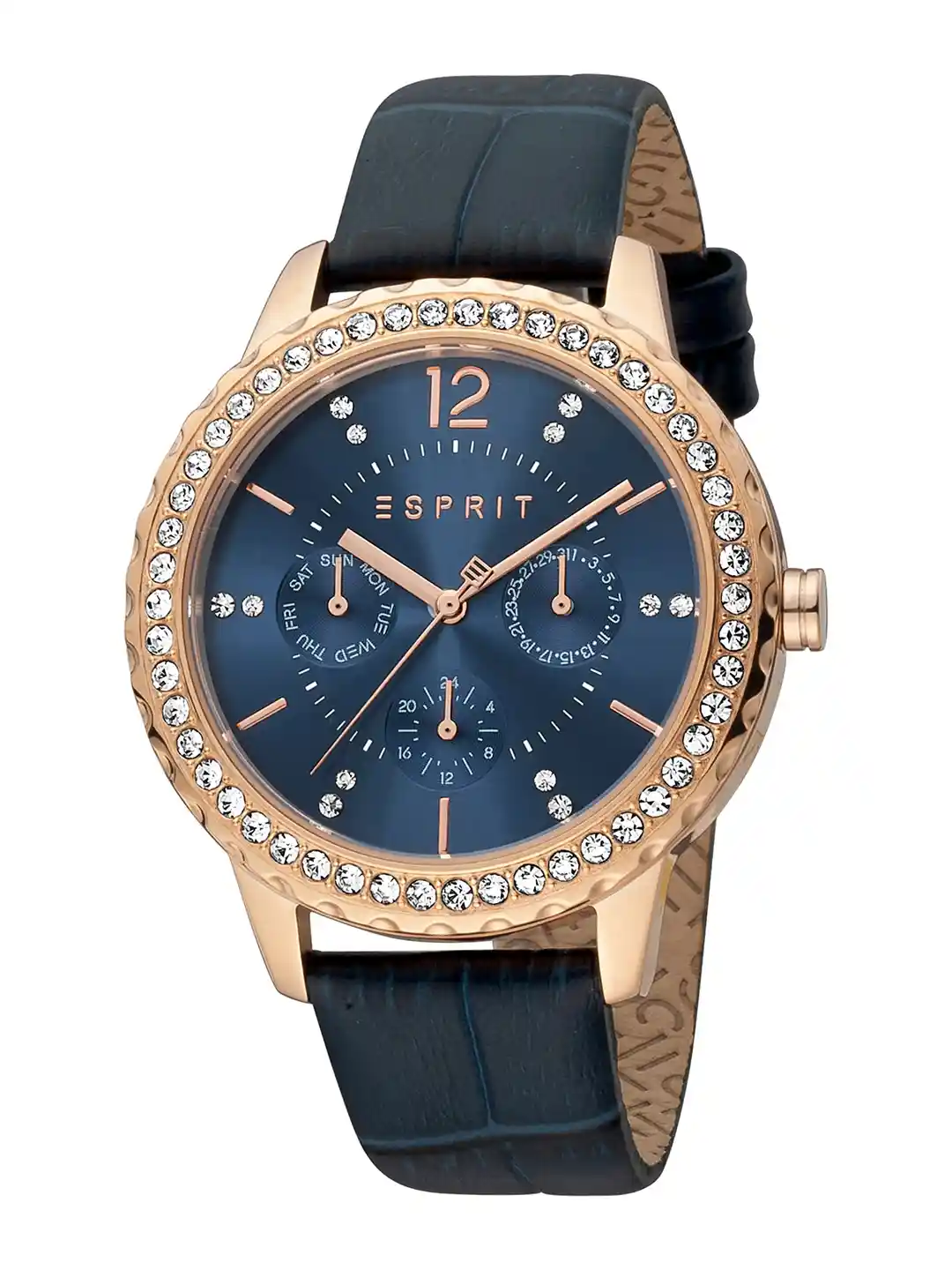ESPRIT Women Embellished Leather Wrap Around Straps Analogue Watch  ES1L356L0035
