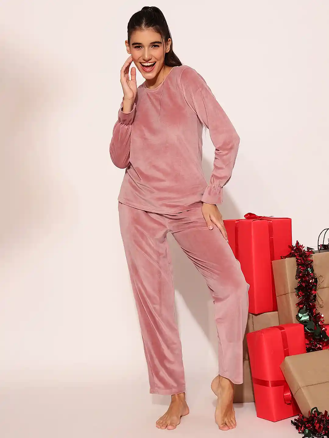 Ubuy Womens Velour Pajama Set Zivame Knit Poly Velour Loungewear