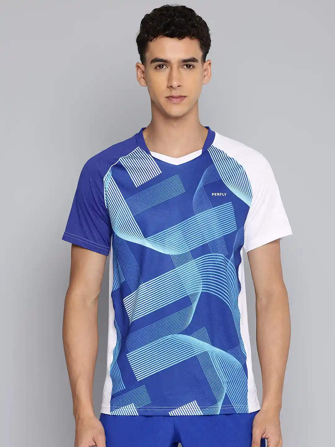 Buy Decathlon PERFLY Men White Blue Printed Lightweight