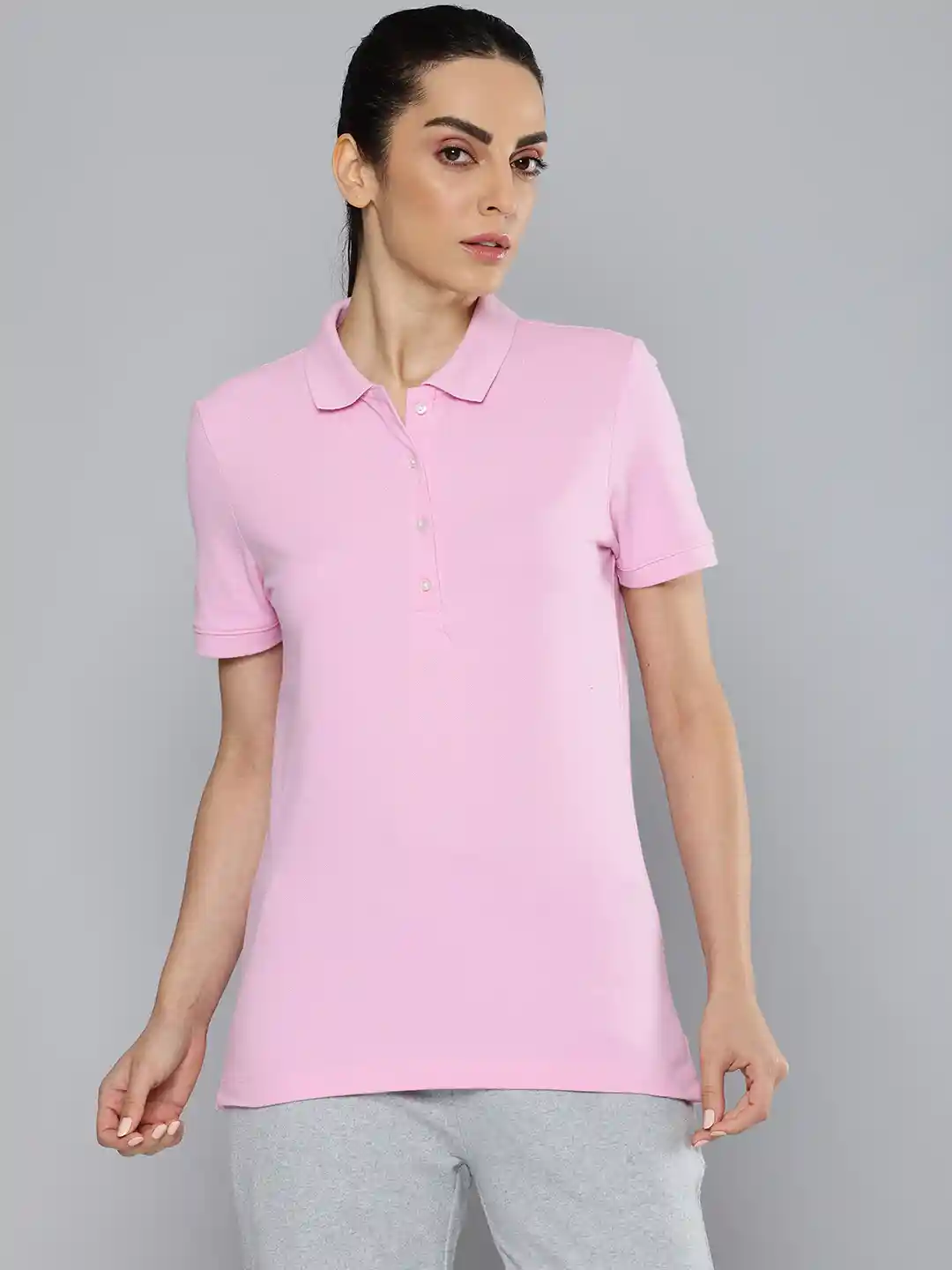 Buy Decathlon INESIS Women Pink Cotton Polo Collar T-Shirt