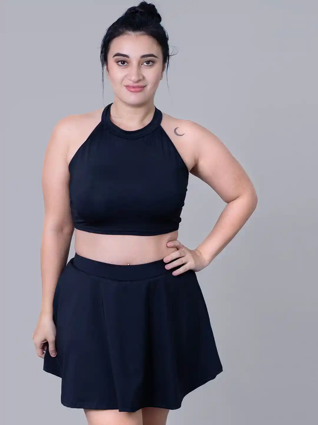 Buy Keepfit Plus Size Halter Neck Top Flowy Skirt Swim Set