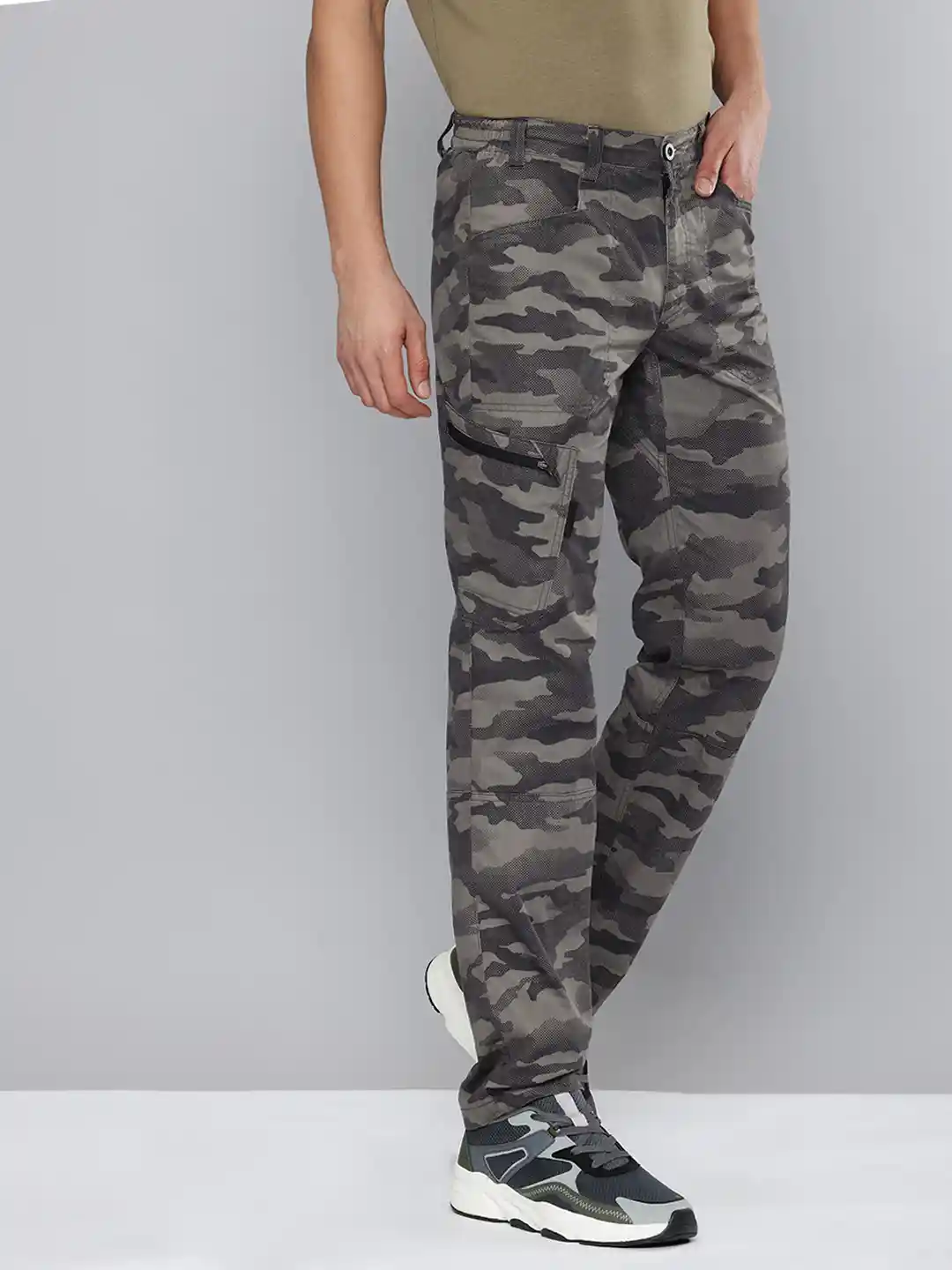 Decathlon Mens Cargo Trousers Camo Decathlon Solognac Men Gray