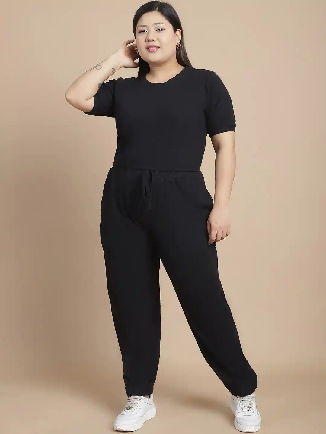 Buy Rigo Plus Size Waffle Knit Crop Top With Joggers Co Ord Set
