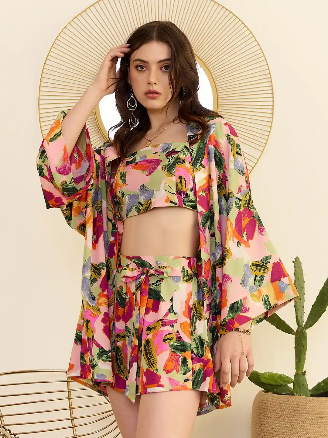 Buy Berrylush Printed Top Shorts With Shrug Co-Ords for Women