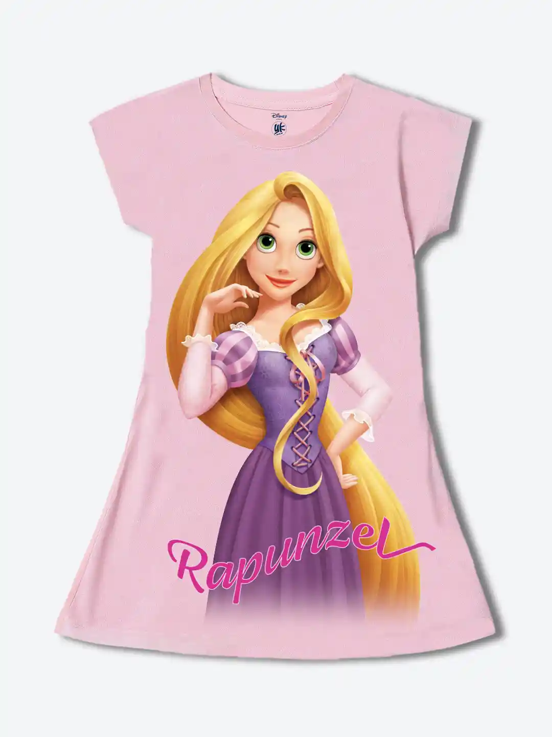 Buy YK Disney Girls Rapunzel Printed Round Neck T-shirt Dress