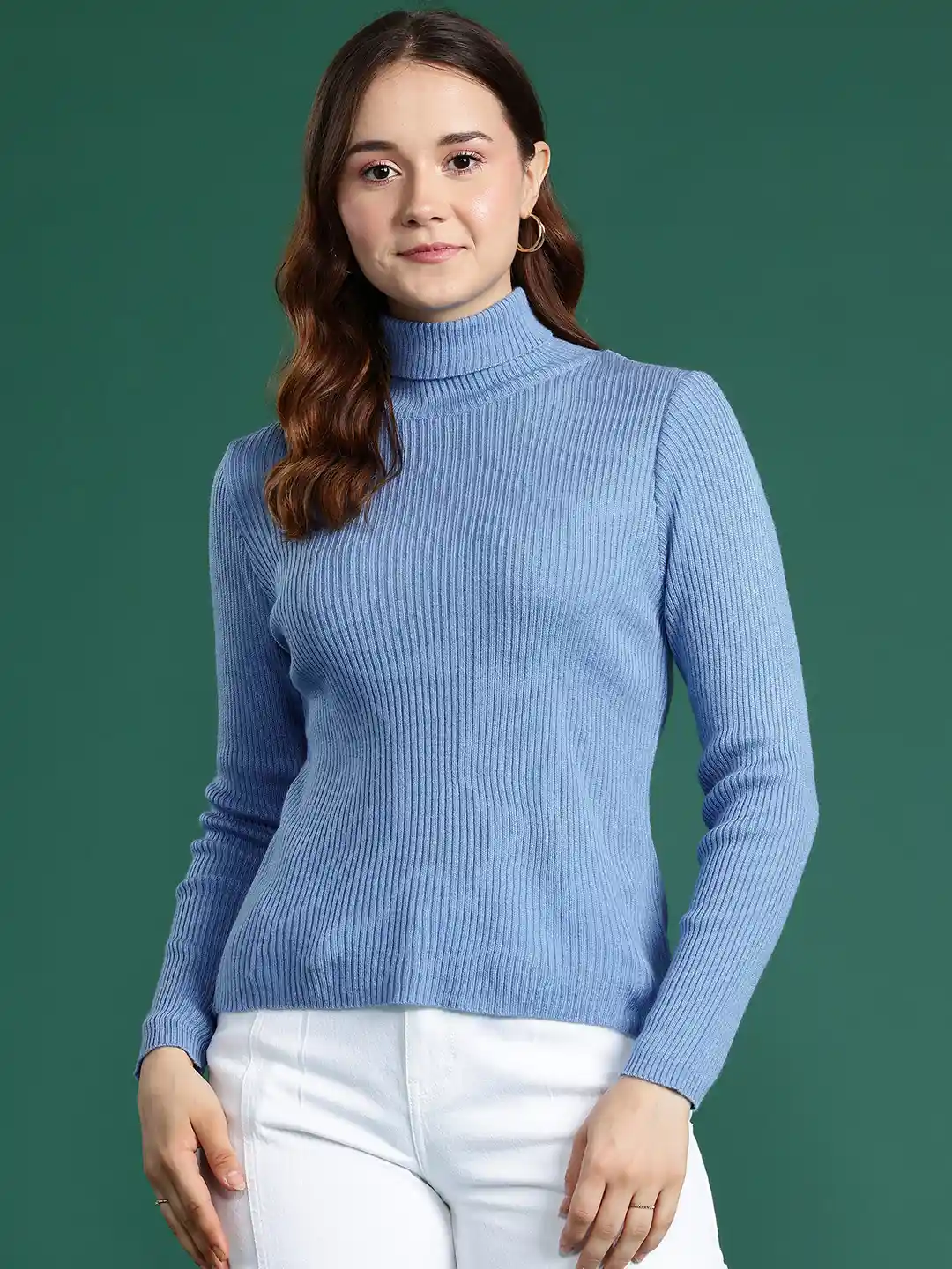 Outfit Women's Light Blue Turtleneck Sweater Turtleneck Women