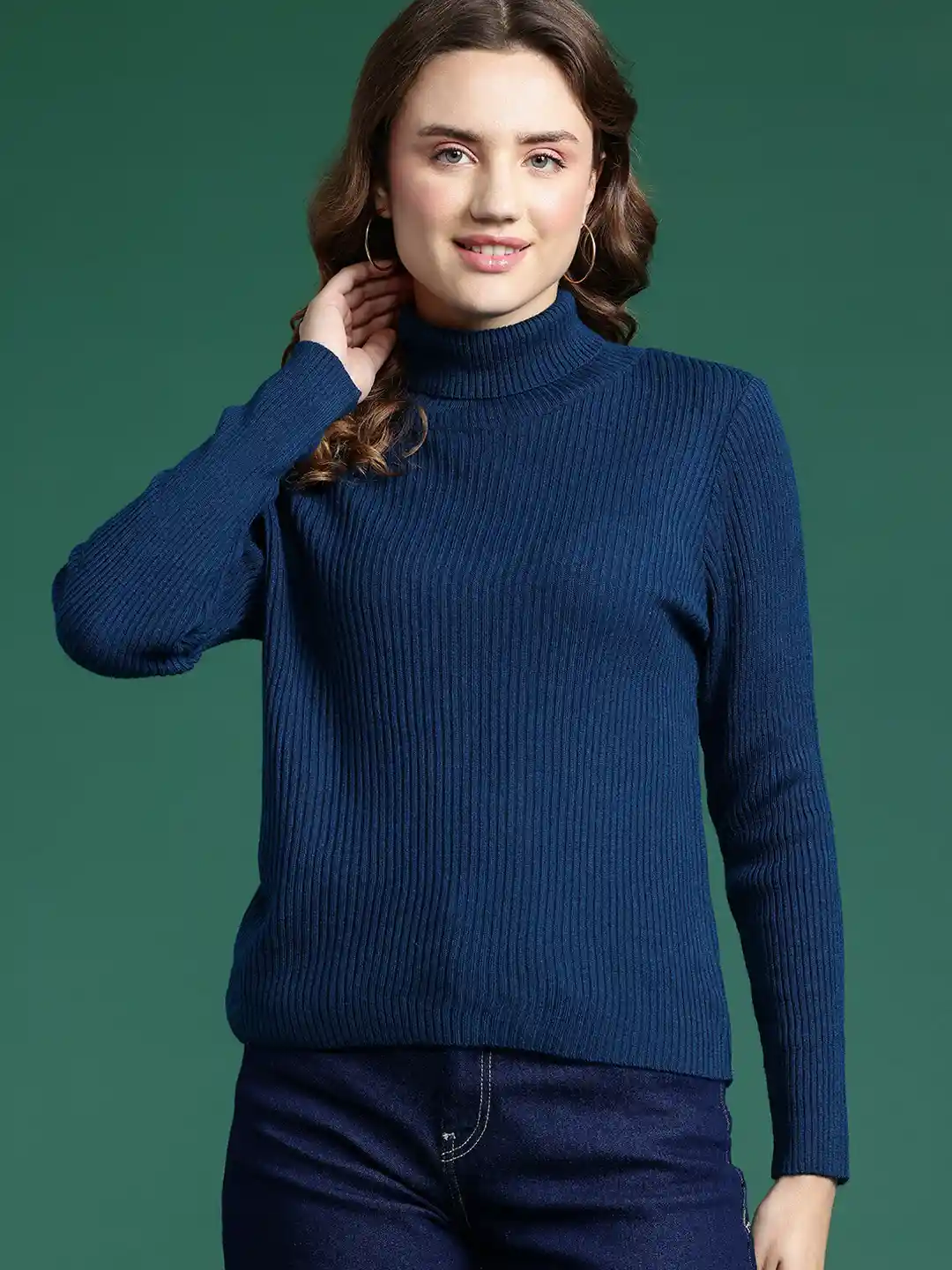 DressBerry Acrylic Ribbed High Neck Pullover