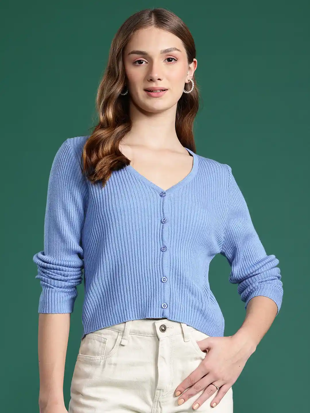 Buy DressBerry Ribbed Cardigan Sweaters for Women 28825992 Myntra - Main Image