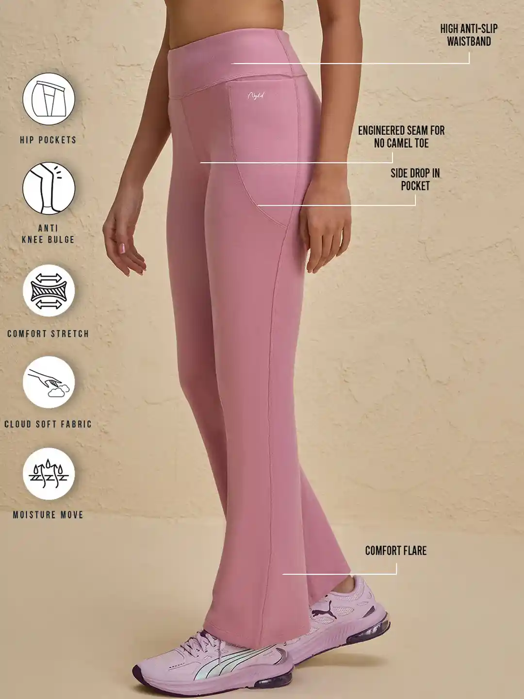 Nykd By Nykaa Iconic Cotton Flare Leggings with Pockets