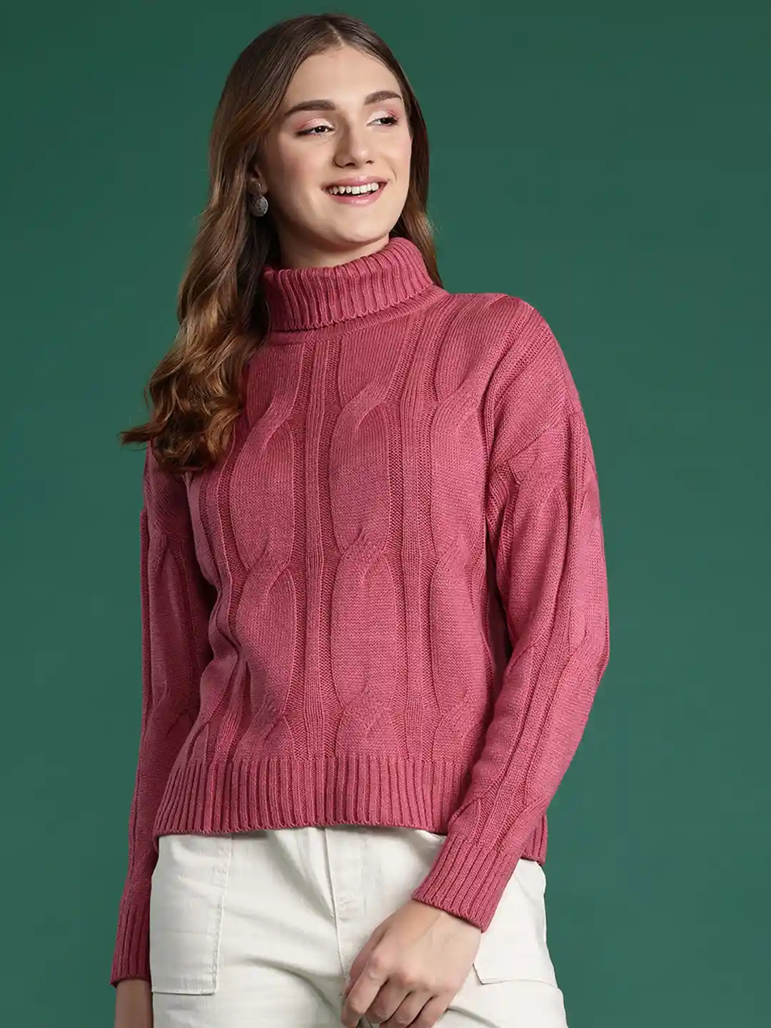 Buy DressBerry Cable Knit Turtle Neck Sweater Sweaters for Women