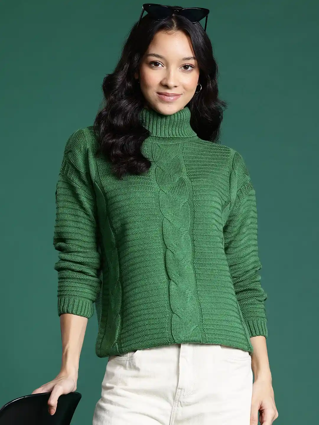 DressBerry Cable Knit Turtle Neck Pullover