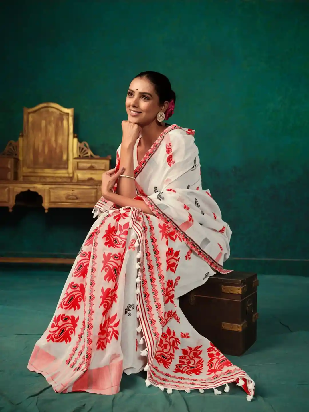 Assamese Dress Assamese Saree Price Red Hand Woven Motifs Assam