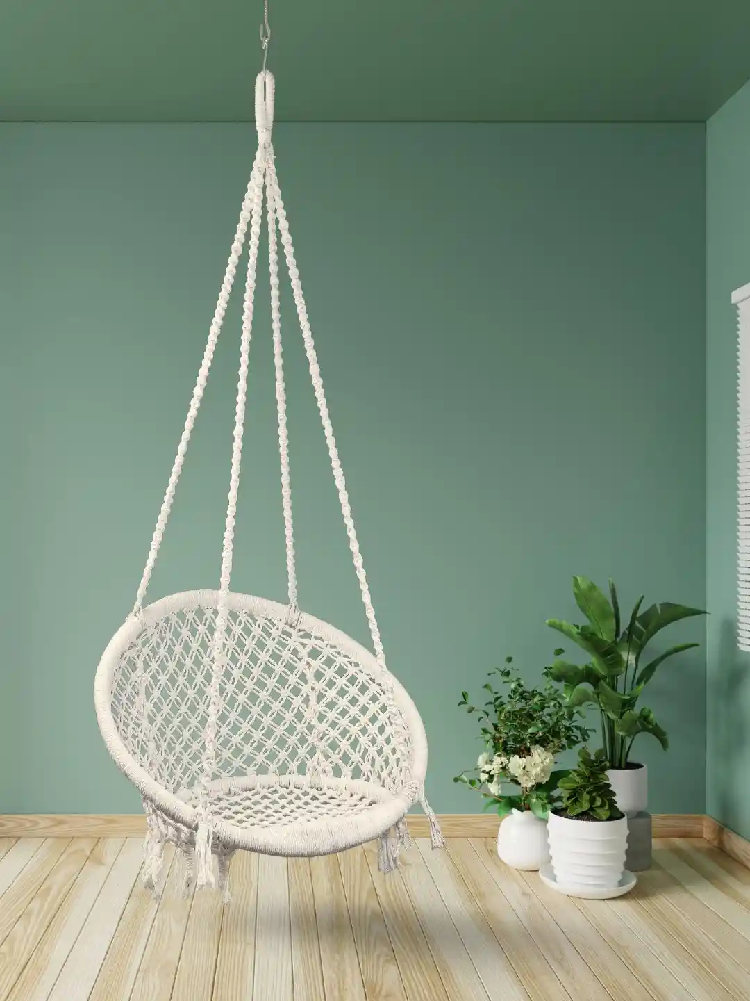 Buy curio centre White Round Cotton Rope Swing Accessories