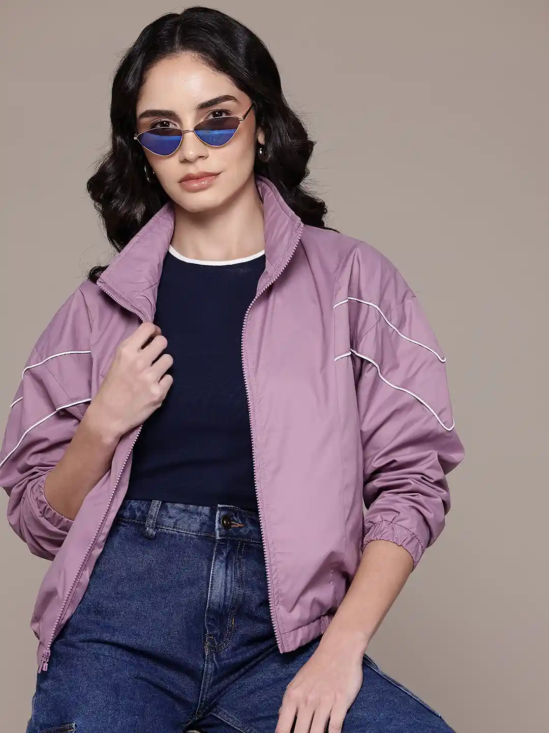 Leather Bomber Purple Bomber Jacket Womens LaQuan Smith Metallic