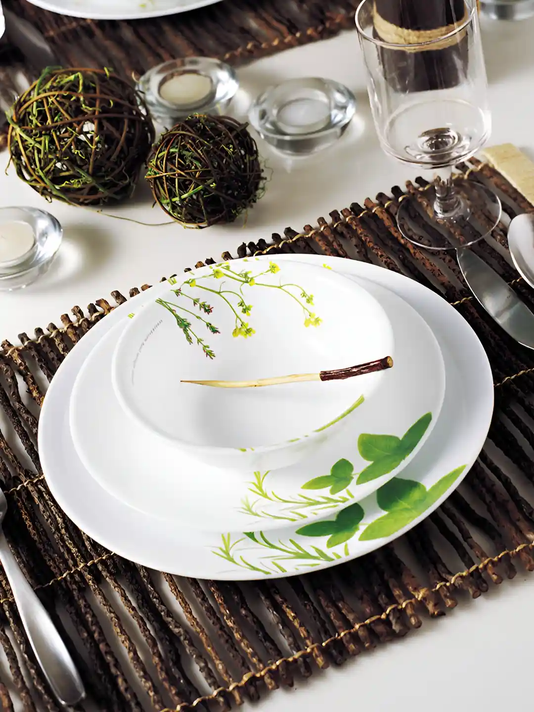 Buy Corelle White Green Pieces Asia Collection European Herbs