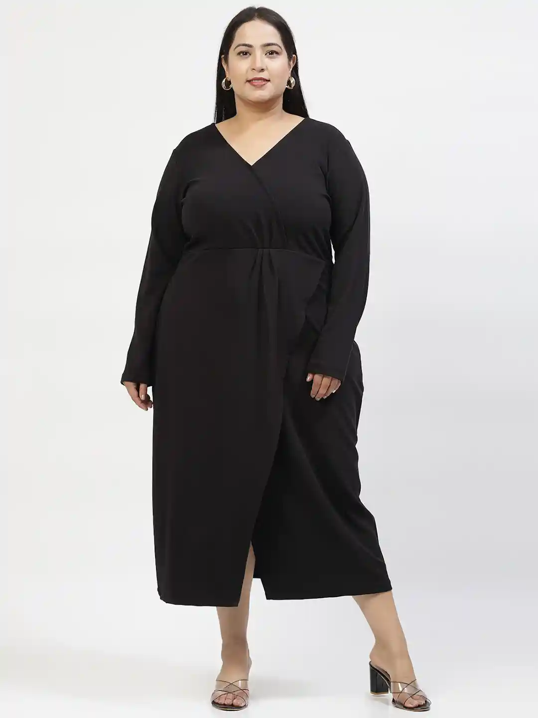 Buy plusS Plus Size V-Neck Wrap Midi Dress Dresses for Women
