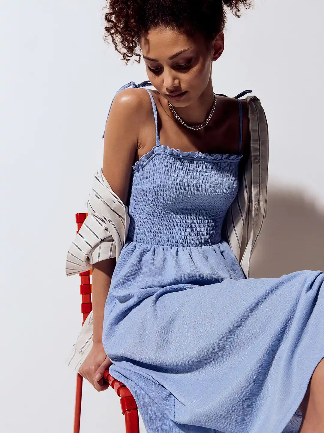 H&m Blue Floral Hm Smock Dress Buy H&M Tie-Strap Smocked Dress